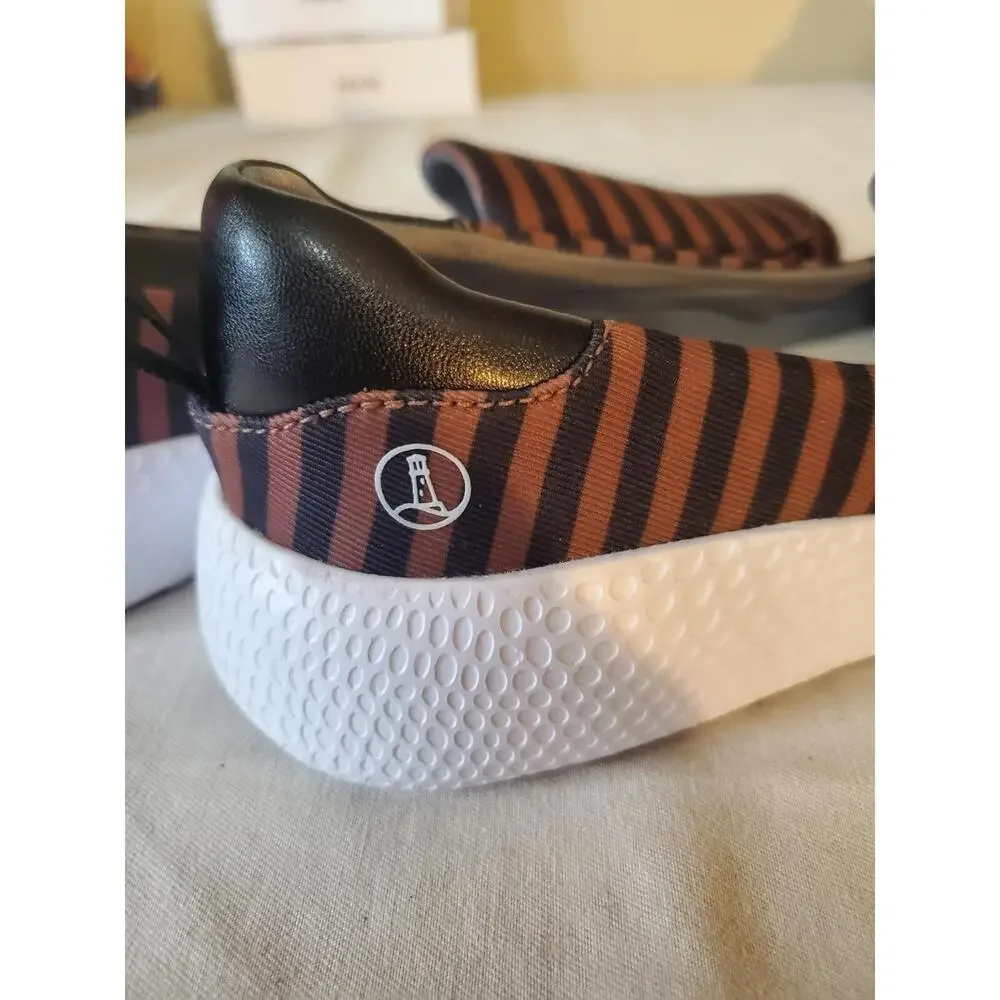 Lands End Womens Gatas Comfort Shoes Multi Moc Toe Wedge Heels Slip On 6